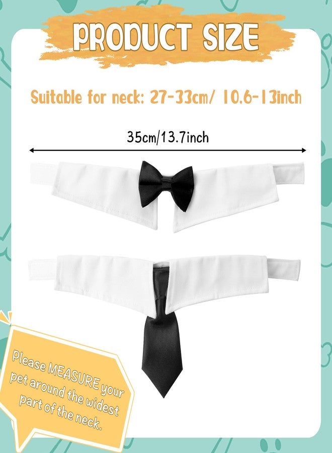 HaiFafafaing 2 Pcs Cat Bow Tie Dog Cat Tuxedo Collar Pet Costume Neck Girth 9.3"- 12" Cats Wedding Bowtie Wedding Dog Bowtie Tie for Cats Small Dogs Puppy Birthday Easter Valentines Weddings Grooming Accessories - Image 2